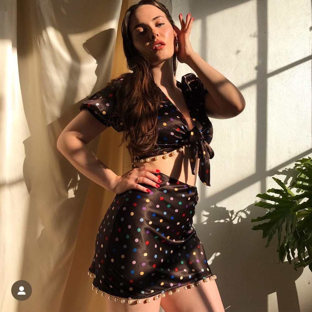 Courtyard La clothing brand handmade piece polka dot set
